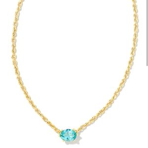 Kendra Scott Cailin Gold Pendant Necklace in Aqua Crystal